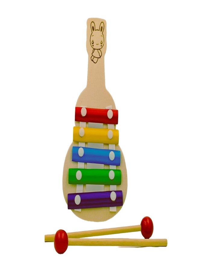 FernHaus Wooden Handcrafted Xylophone, Educational Musical Instrument for Kids, 5 Tones, 2 Mallets, Child-Safe, Village Artisan-Sourced - Image 4